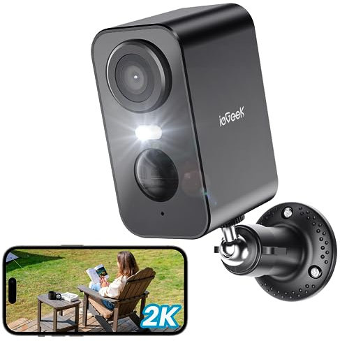ieGeek 2K Wireless Security Camera Outdoor Colorful Night Vision, Rechargeable Battery CCTV Camera Systems, WiFi Home Security Camera, Motion Detection, Siren Floodlight, Two-way Audio,Work with Alexa