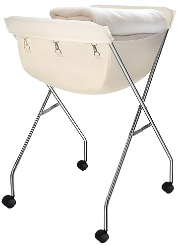Mifoci Rollender Wäschekorb mit Rollen, faltbarer rollender Wäschekorb mit Griff, röhrenförmiger Metallrahmen und abnehmbarer Tasche, weiße Tasche inklusive, 61 x 50 x 86 cm