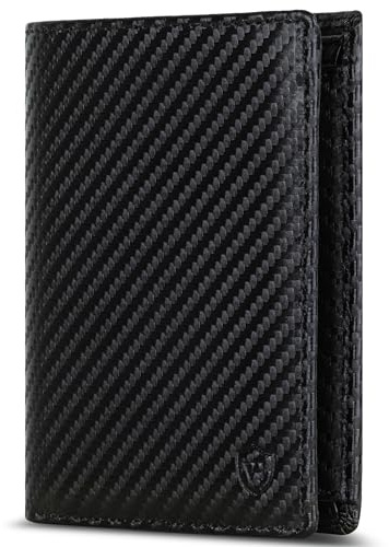 VON HEESEN Leder Geldbörse RFID Schutz I Echtleder Geldbeutel für Damen & Herren I Portemonnaie Brieftasche Wallet Portmonee (Carbon-Schwarz)
