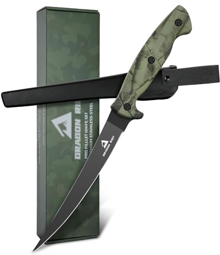 DRAGON RIOT Filetiermesser Fisch 21.5CM, Edelstahl Fischmesser mit Anti-Rutsch-Griff, Scharfes Outdoor-Messer für Fisch und Fleisch, Full Tang Ausbeinmesser Kochmesser profi Messer