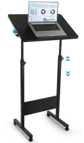 Joyoolife Mobiles Podium, verstellbarer Stehpult mit Rollen, höhenverstellbar und um 360 ° drehbar, vielseitiger Podium-Laptoptisch, Stehpult, Staffelei, Präsentationsrednerpult