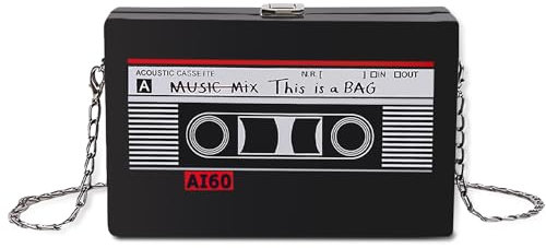 HOMURY Retro Umhängetasche Kassette Handtasche: Radio Handtasche, Kassetten Schultertasche, Frauen für Trendige Geldbörse, Schräge Schultertasche für 80er 90er Jahre Disco Party Dekoration