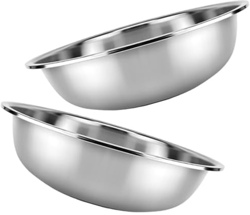 Tazón Grande de Acero Inoxidable para Mezclar 2 Piezas Plata | Diseño Simple, Resistente a Golpes, Estable al Colocar, Uso Multifuncional