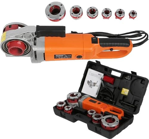 Elektrischer RohreinfäDler, 2300 W Industrie-Rohrgewindeschneidmaschine, Rohrgewindeschneidmaschine, Manuelles Rohrgewindeschneideset-Set, Mit 6 Matrizen 1/2-2 Und Tragetasche 6 KöPfe,4heads