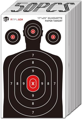 ATFLBOX 50 Stück menschliche Silhouette Papier Ziel für den Bereich, 43 x 63,5 cm Ziel Papier für Handfeuerwaffen, Pistolen, Gewehre, Luftgewehre, Pellet Gun, BB Guns