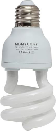 MBMYUCKY UVA UVB Licht Reptile Kit UVA UVB Lampe Schildkröte Kompakte Leuchtstofflampe UVB Beleuchtung für Wüste Reptile Bartdrache Vivarium Eidechse (13, Watt)