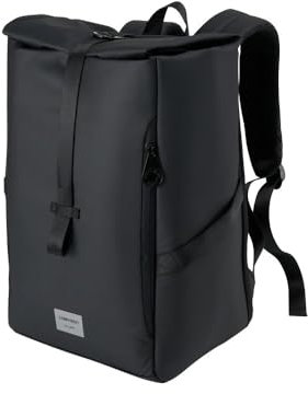 Cabin Max ISEO 40x20x25 Rolltop-Rucksack, Handgepäck, passend für Ryanair-Untersitz-Kabinentaschen (recyceltes RPET) (Schwarz, neu)