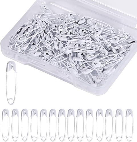 500 Stück Sicherheitsnadeln,19mm Mini Sicherheitsnadeln für DIY Nähen Kleidung Basteln Schmuckherstellung(Weiß)