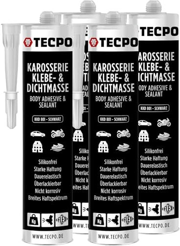 TECPO Karosseriekleber 370g Karosserie Kleber und Dichtmasse Klebstoff Dichtmittel silikonfrei dauerelastisch überlackierbar (4x 370 g)