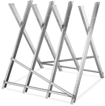 Relaxdays Cavalletto Taglialegna, Supporto Taglia Legna 150 kg, Segare Motosega, Falegname, Acciaio, 82x83x80 cm, Nero