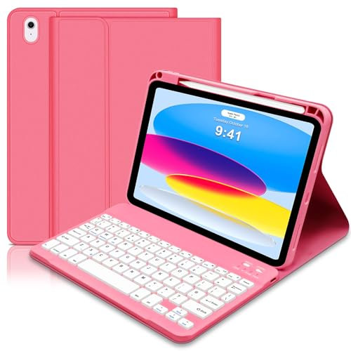 Keyboard Case for iPad 10th Generation 2022/iPad A16 11th Genration 2025 (10.9/11 inch), Case with keyboard for ipad 10th generation, Slim Smart Case with Bluetooth Keyboard for iPad 11/10 Gen,Pink