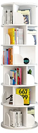 Kinderregal, drehbar, vom Boden bis zur Decke, 360 Grad drehbar, Bilderbuchregal, Nizer für Zuhause, Weiß, 40 x 191 cm