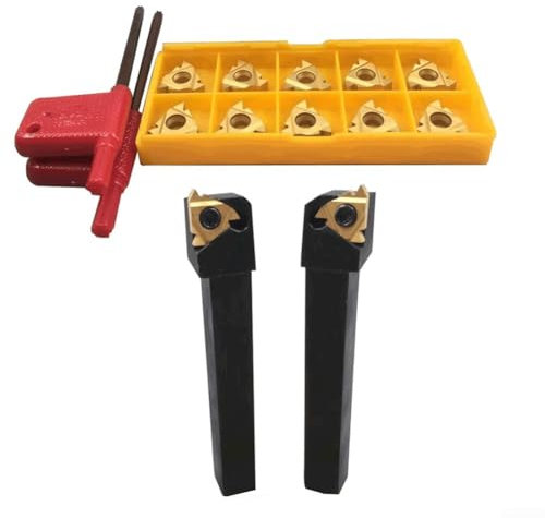 Ensemble de fraises d'insertion en carbure CNC, kit d'inserts de tournage CNC, SER1212H16 + SEL1212H16 Porte-outil fileté + insert en carbure 16ER AG60 16IR AG60