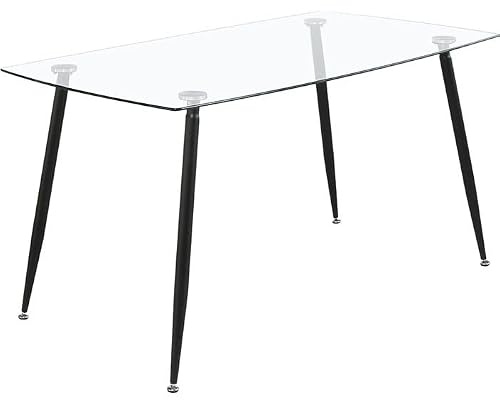 Shiito | Modelo Sweden | JC - Mesa de Comedor | Mueble Moderno de Salón | Tapa de Cristal con Patas de Metal | 120 x 80 x 75 cm