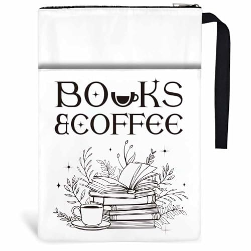 Hobbspring 1 Stück Bücher Kaffeebuchumschläge 34x24cm Polyester Bücherhülle Buchschutz Mit Reißverschluss Und Vordertasche Geburtstagsgeschenk Für Schüler Lehrer Und Leseliebhaber