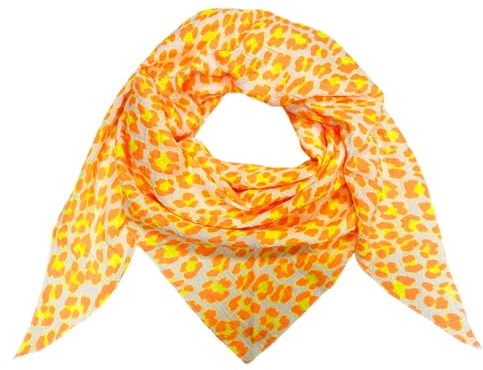 Leopard Dreieck Schal aus 100% Baumwolle Frühling Unisex Uni Fashion Stola Tuch Übergangszeit Italy Sommer Strickschal Strick Tuch Leo