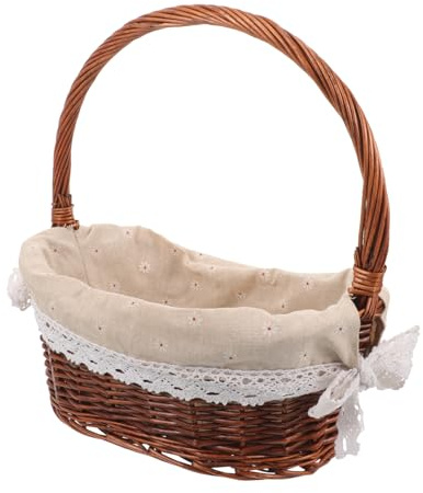 TOYANDONA Cesta De Almacenamiento De Ratán Tejida Mano con Forro y Asas para Picnic Flores y Frutas Cesto Decorativo para