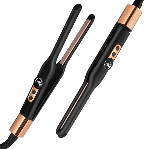 LOPHE Fer Lisseur-Boucleur 2-en-1 30M Ions Anti-Frisottis | Styler Compact Voyage 23cm | Température 120-200°C | Tension Universelle 110-240V | Pour Franges/Cheveux Courts/Barbes