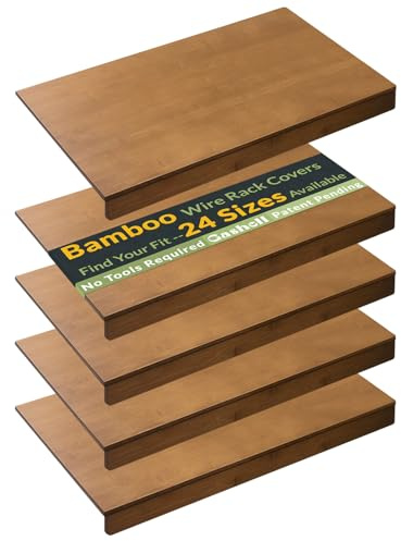 Gashell Wire Shelf Covers, Bamboo Wire Rack Covers for Pantry, Closet (4pcs, 30 W x 16 D)