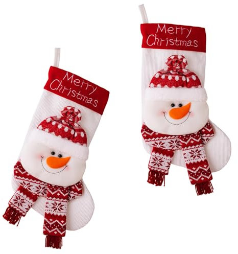 Shntig 2 Stück Weihnachtsstrümpfe, gestrickte Geschenktüten, hängende Ornamente, festliche Feiertagsdekoration für Kamine und Baum
