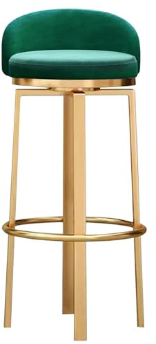 Moderne Barhocker für Küchenthekeninseln, Samt, gepolsterter Barstuhl mit Metallrahmen, 1 Stück, 65,6 cm hoch, grün, goldene Beine