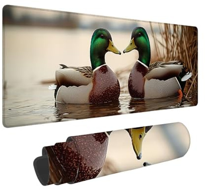 Tapis de Souris de Jeu, 1400 x 600 mm XXL Tapis Souris Gaming Grand, Antidérapant Étanche, Extended Long Clavier Mouse Pad, Accessoire Bureau, pour Gamer, Ordinateur, PC (Canard à tête Verte) X-516