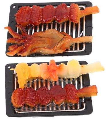 MOLUCKFU Miniaturgrill 2 Stück Realistische Grillplatte aus Kunststoff Puppenhaus Küchenzubehör für Bjd Puppen Lebensechte Grillspielzeuge für Puppenhaus und Outdoor Spiel