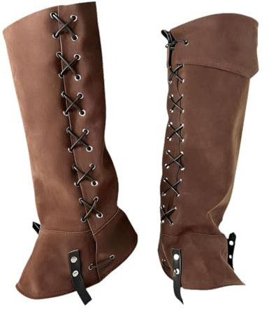 Harilla Piratenstiefelstulpen, Gothic-Beinstulpen zum Reiten und Wandern, Khaki