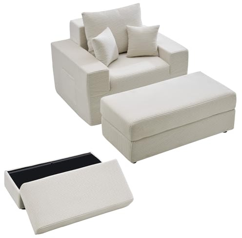 VEVOR Sofá Cama Modular para Yoga y Masajes, Convertible en Sillón, con Almacenaje, con Cojines y Bolsillo Lateral, para Salón y Dormitorio, Diseño Ergonómico, Color Beige, 1115 x 1490 x 740 mm