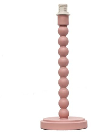 firstchoicelighting Bobbin Blush Pink Table Lamp or Bedside Light Base Only, Height 36cm, LED Compatible, Vintage Ball Design