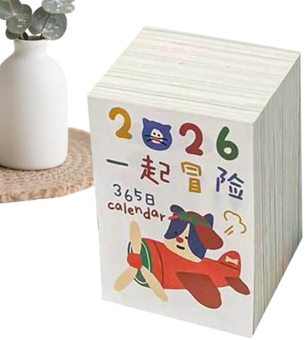 Täglicher Kalender 2026 | Notizblock mit Comic-Illustrationen - Täglicher Abreißkalender für 365 Tage - Für Zuhause Büro Schlafsaal Wohnung Haus Schlafzimmer Wohnzimmer Neg