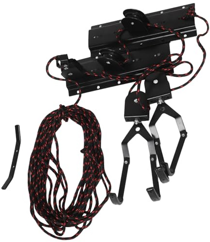 HOMSFOU Soporte de Pared para Bicicletas Negro, Elevador para Garaje Capacidad 20 Kg, Colgador Ajustable para Almacenamiento en Techo, Adecuado para Bicicletas de Montaña y Ciudad