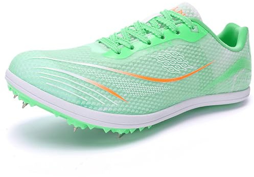 TvzsiY Zapatillas de Atletismo para Hombre con Clavos, Zapatos de Saltos Y Velocidad Transpirables Ligeras, amortiguación con Placa de Carbono,Apple Green,43 EU