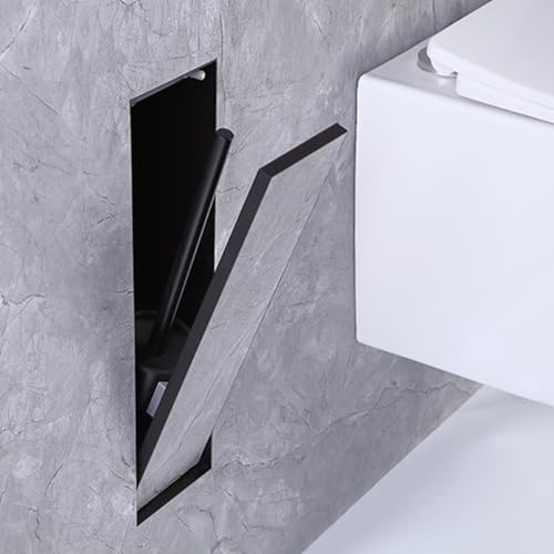 Soporte empotrado para papel higiénico, soporte para escobilla de baño integrado, con cierre elástico, cuerpo de acero inoxidable 304, diseño oculto, para renovación de baño de hotel