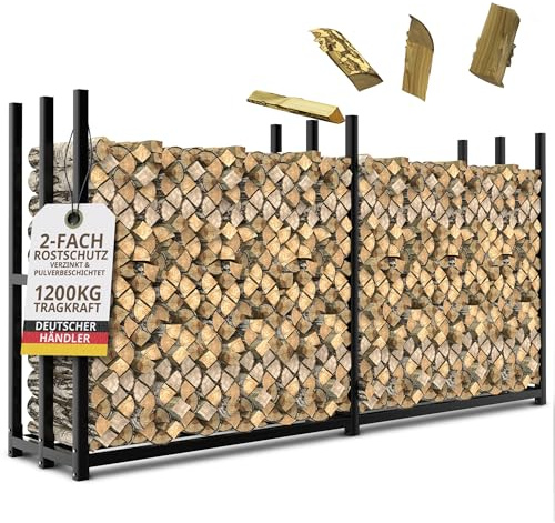 LAWA Living and Lifestyle Kaminholzregal außen Metall 223×50x115cm verzinkt