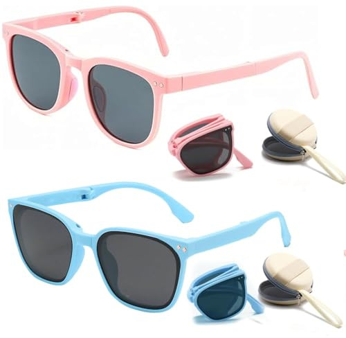 KBRPEY 2 Pezzi Occhiali da Sole per Bambini Protezione UV375 Occhiali di forma ovale Pieghevole Flessibili e Leggeri Occhiali da Festa Spiaggia Accessori Adatto per Gli Sport all'aperto