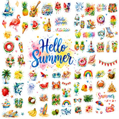 Tatuaggi temporanei estivi impermeabili lunga durata adesivi decorativi per corpo 94 pezzi stili variati perfetti per festa piscina spiaggia eventi estivi decorazione look originale