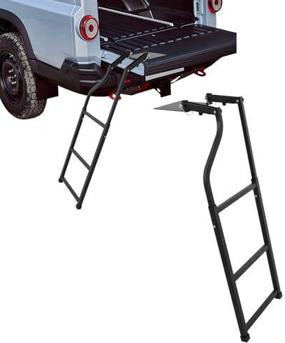 Scala pieghevole universale per camion, con portata di 300 kg, per pickup e furgoni, in alluminio, regolabile in altezza, con piedini in gomma e cinture di sicurezza