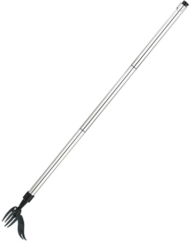 Tressify Outil d'arrachage des Mauvaises Herbes sur Pied, Manche Long 39,4 in / 100 cm, désherbeur Manuel à 4 Dents, tête métallique de 5,3 in / 13,5 cm, Argent
