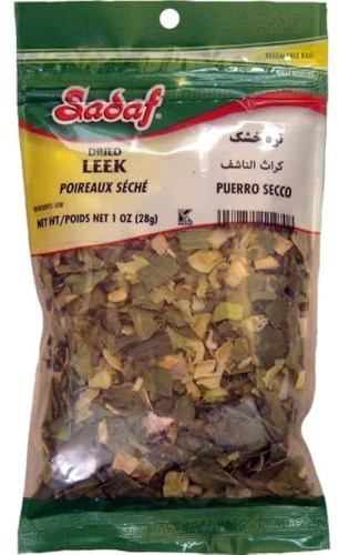 Sadaf Dried Leek - Dried Leeks for Cooking and Food Flavoring - Seasoning & Spices - Kosher & Halal - 1 oz Resealable Bag