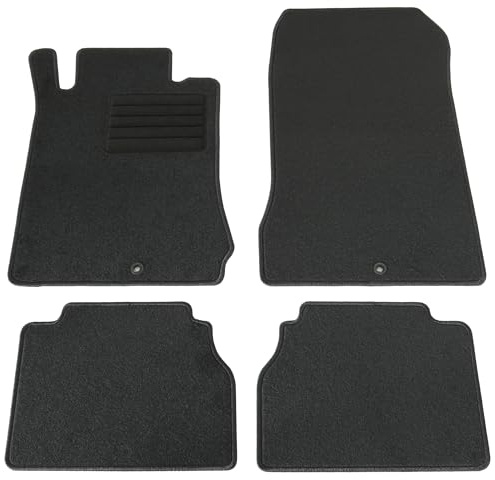 AD Tuning Fußmatten für Mercedes E-Klasse W210 / S210 (05/1995-02/2003) | 4-teilig, 100 % passgenau, Textil, Schwarz, Randkettelung, mit Druckknopf Befestigungen vorne