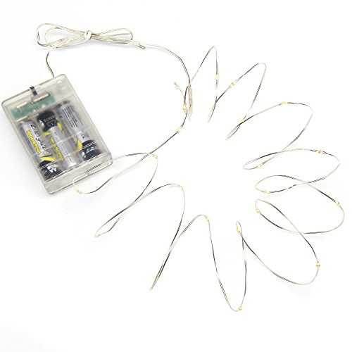 Konstsmide LED naken tråd/stifttråd mikrolampor batteri ljus/inomhusanvändning (IP20)/40 varmvita dioder LED-lampor/6 timmars timerfunktion/3AA-batterier (exkl.)/silvertråd ljusslingor
