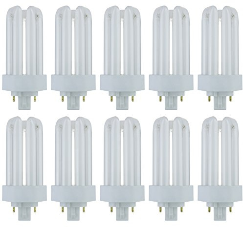 Sunlite PLT18/E/SP35K/10PK 3500K Neutral White Fluorescent 18W PLD Triple U-Shaped Twin Tube CFL Bulbs with 4-Pin GX24Q-2 Base (10 Pack)