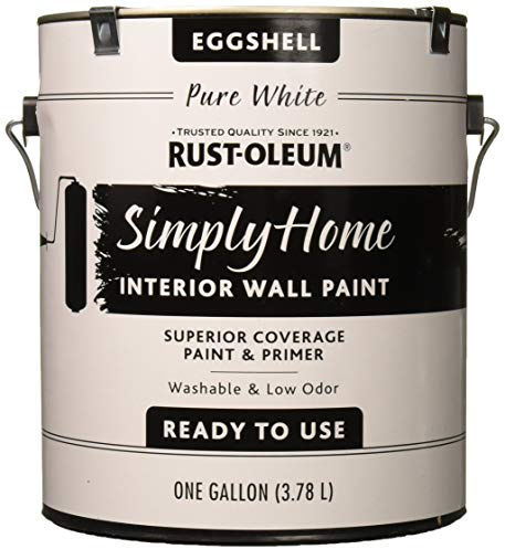 Rust-Oleum Simply Home Interior Wall Paint 332141 - Eggshell Pure White, 1 Gallon