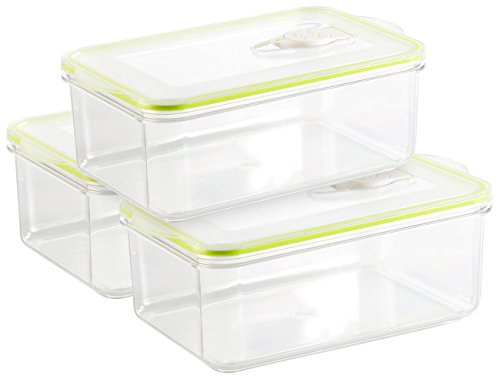 Rosenstein & Söhne Vakuumierdose: Vakuumier-Box f.Handvakuumierer, 1,3 L. Volumen, 21,5 x 13,8 cm,3erSet (Vakuumierbehälter, Vacuumdosen, Pumpe)