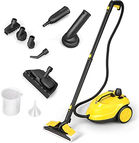 COSTWAY Steam Cleaner, 2000W 1.8L Multipurpose Steam Mop with 13/15 Accessories, Portable Household Steamer Cleaning for Floors, Windows, Carpet, Autos and More (Yellow)