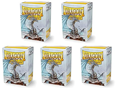 5 Packs Dragon Shield Matte Silver Standard Size 100 ct Card Sleeves Value Bundle!