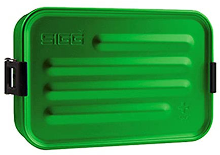 SIGG Metal Box Plus S Green Lunchbox 0.8 L, Moderne Brotdose mit praktischem Einsatz, federleichte Brotbox aus Aluminium mit Trennwand