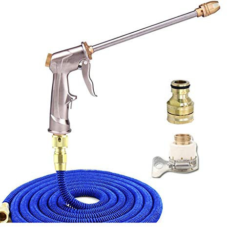 AOHMG Tuyau Jardin RéTractable, Poids léger Tuyau D’Eau Elastique Laiton Massif Flexible Tuyau d'eau, pour arroseuses de Voitures de Jardin en Plein air,49Feet