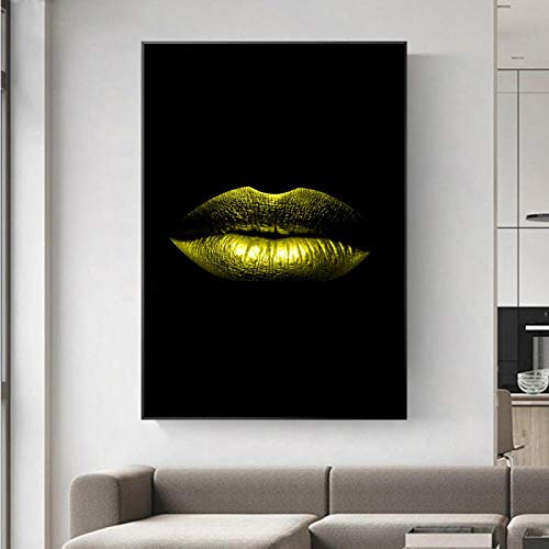 Rumlly Abstrakte sexy Lippen Leinwandbilder Home Wand dekorative Leinwanddrucke moderne Pop-Art Lippen Wandbilder für Wohnzimmer Wandbild-50x70cm ohne Rahmen